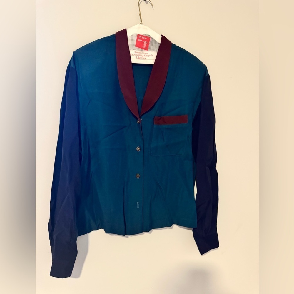 Vintage Teal and Burgundy Women's Blazer